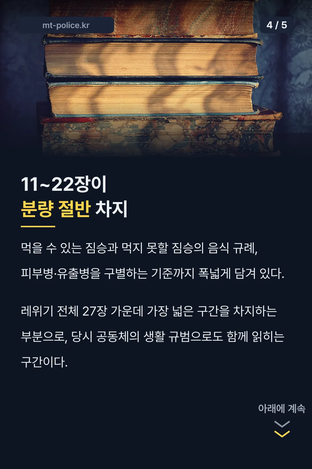 정결법이 차지하는 절반 분량